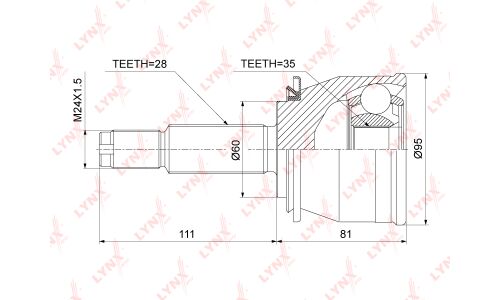 ШРУС LYNXauto, внешний, арт. CO-3901