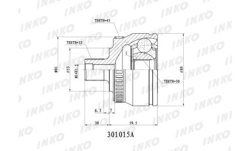 ШРУС INKO, внешний, арт. 301015A