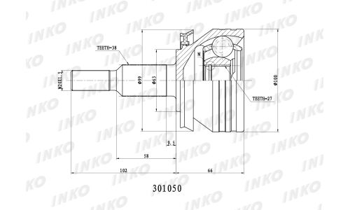 ШРУС INKO, внешний, арт. 301050