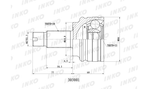 ШРУС INKO, внешний, арт. 303001