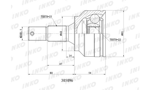 ШРУС INKO, внешний, арт. 305096