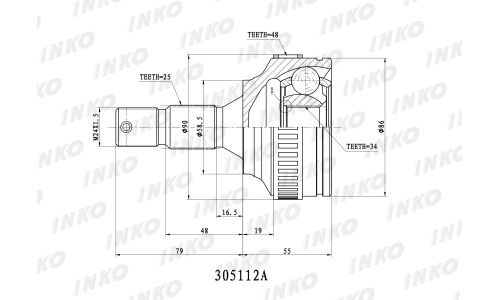 ШРУС INKO, внешний, арт. 305112A