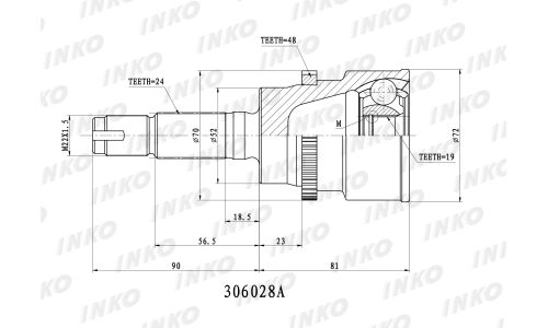ШРУС INKO, внешний, арт. 306028A