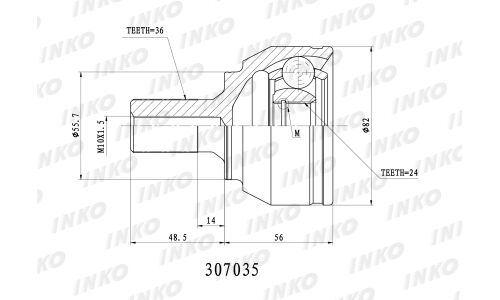 ШРУС INKO, внешний, арт. 307035