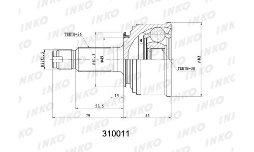 ШРУС INKO, внешний, арт. 310011