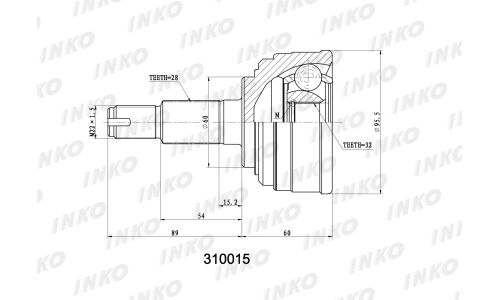 ШРУС INKO, внешний, арт. 310015