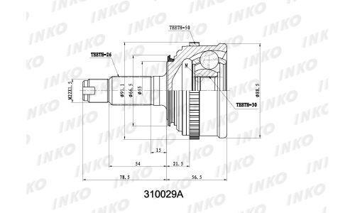 ШРУС INKO, внешний, арт. 310029A