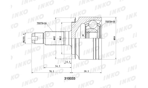 ШРУС INKO, внешний, арт. 310033