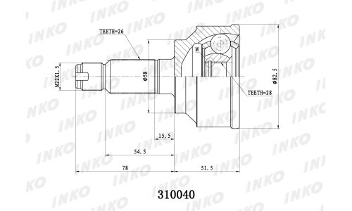 ШРУС INKO внешний, арт. 310040