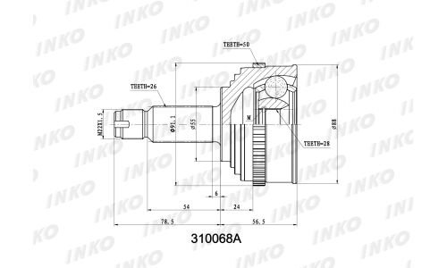 ШРУС INKO внешний, арт. 310068A