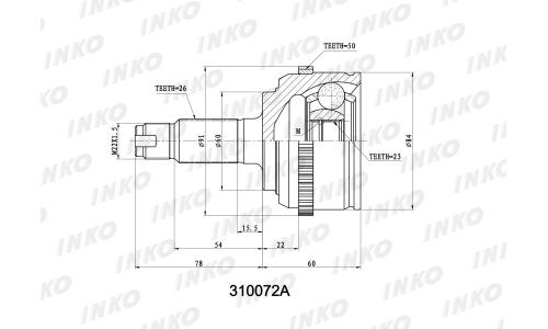 ШРУС INKO, внешний, арт. 310072A