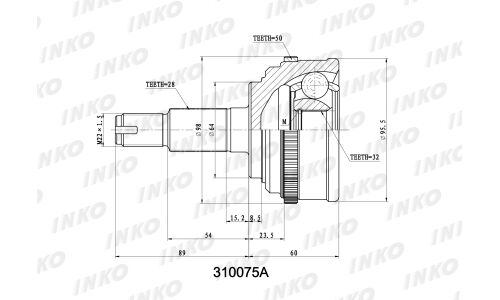 ШРУС INKO, внешний, арт. 310075A