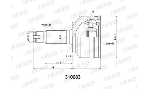 ШРУС INKO, внешний, арт. 310083