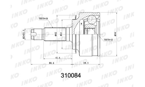ШРУС INKO, внешний, арт. 310084