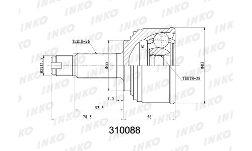 ШРУС INKO, внешний, арт. 310088