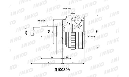 ШРУС INKO, внешний, арт. 310089A