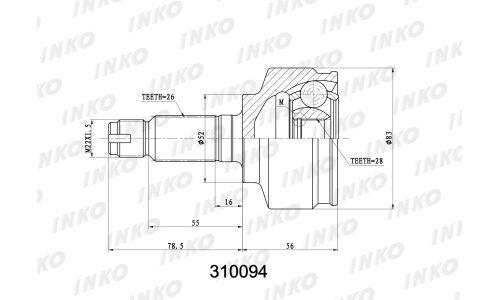 ШРУС INKO, внешний, арт. 310094