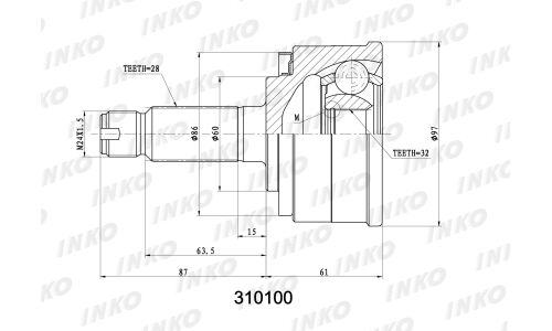ШРУС INKO, внешний, арт. 310100