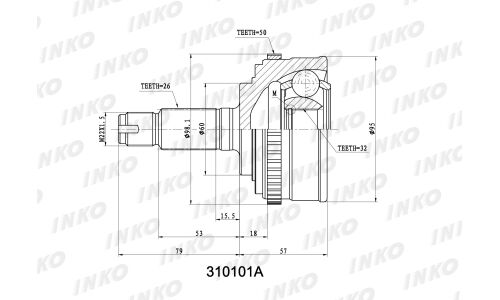 ШРУС INKO, внешний, арт. 310101A