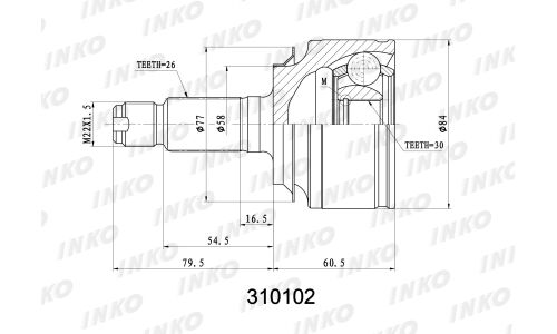 ШРУС INKO внешний, арт. 310102