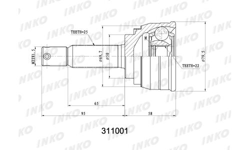 ШРУС INKO, внешний, арт. 311001