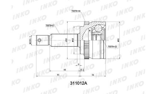 ШРУС INKO, внешний, арт. 311012A
