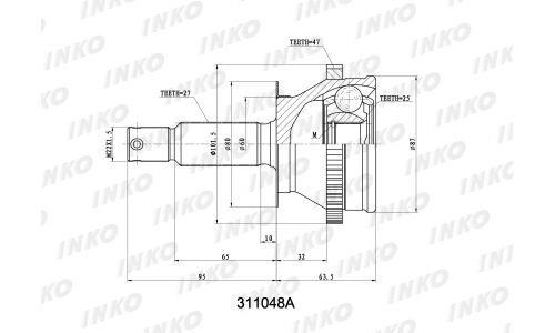 ШРУС INKO, внешний, арт. 311048A
