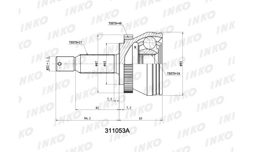 ШРУС INKO, внешний, арт. 311053A