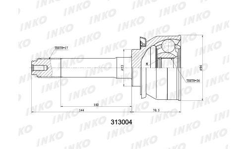 ШРУС INKO, внешний, арт. 313004