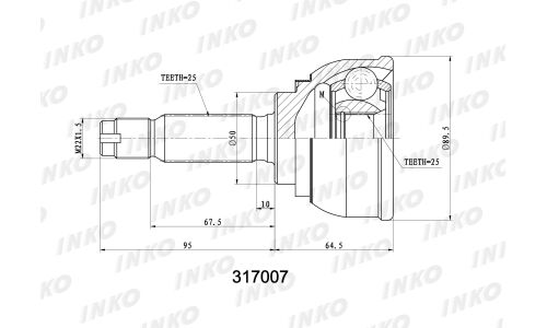 ШРУС INKO, внешний, арт. 317007