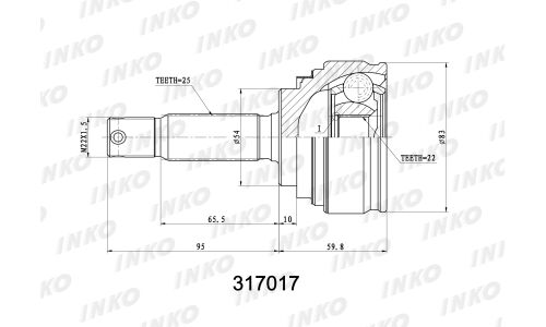 ШРУС INKO внешний, арт. 317017
