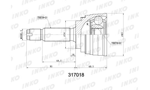 ШРУС INKO, внешний, арт. 317018