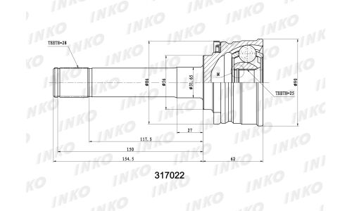 ШРУС INKO, внешний, арт. 317022