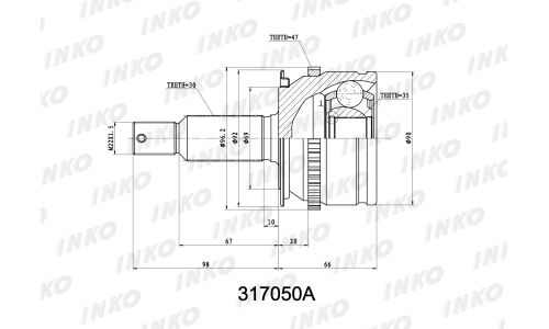 ШРУС INKO, внешний, арт. 317050A
