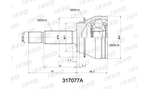 ШРУС INKO внешний, арт. 317077A