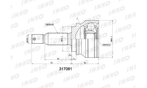 ШРУС INKO, внешний, арт. 317081