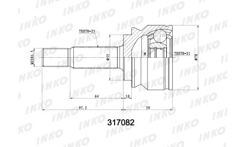 ШРУС INKO, внешний, арт. 317082