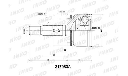 ШРУС INKO, внешний, арт. 317083A