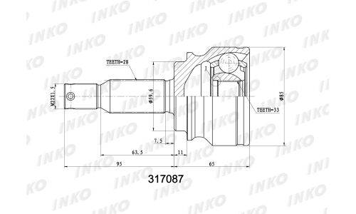 ШРУС INKO, внешний, арт. 317087