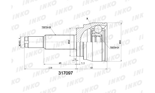 ШРУС INKO, внешний, арт. 317097