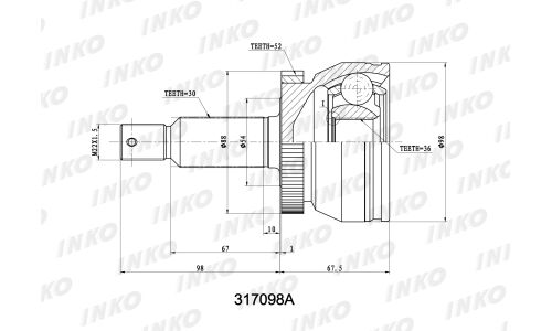 ШРУС INKO внешний, арт. 317098A