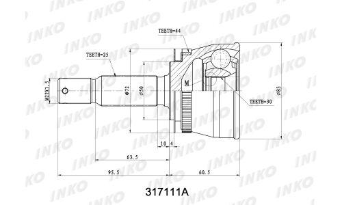 ШРУС INKO, внешний, арт. 317111A