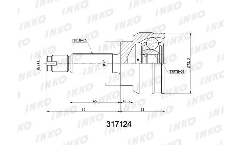 ШРУС INKO, внешний, арт. 317124