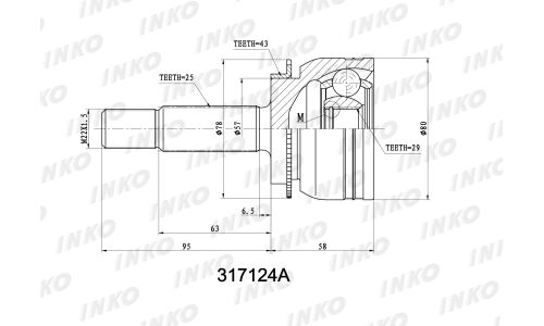 ШРУС INKO, внешний, арт. 317124A