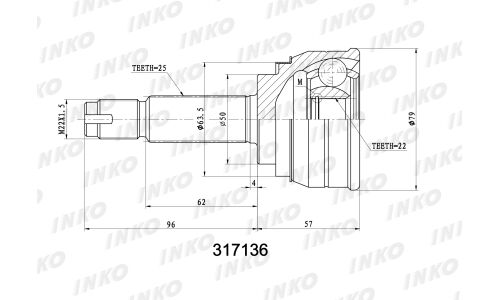 ШРУС INKO, внешний, арт. 317136