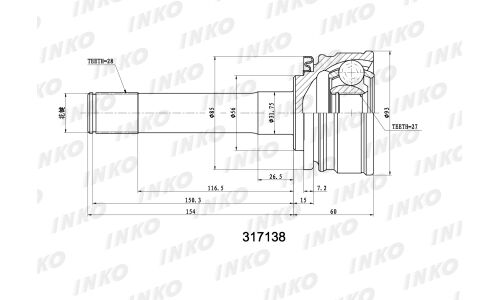 ШРУС INKO, внешний, арт. 317138