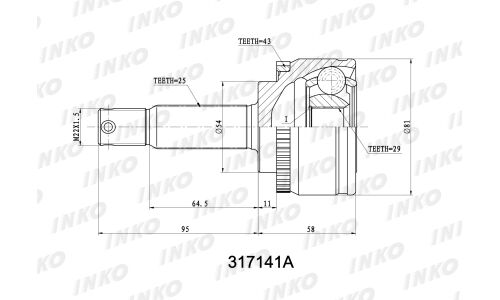 ШРУС INKO, внешний, арт. 317141A
