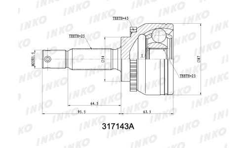 ШРУС INKO, внешний, арт. 317143A