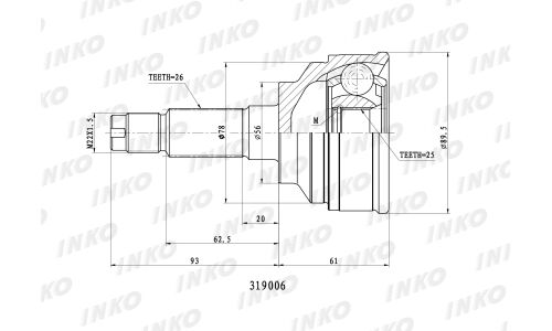 ШРУС INKO, внешний, арт. 319006