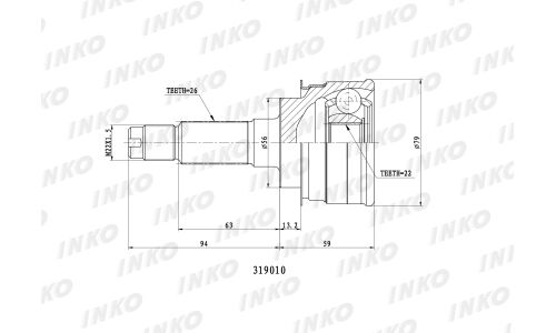 ШРУС INKO, внешний, арт. 319010